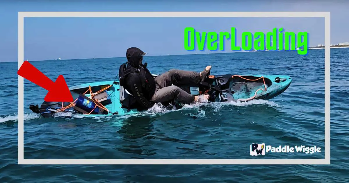 A kayak flipped over out of overload.