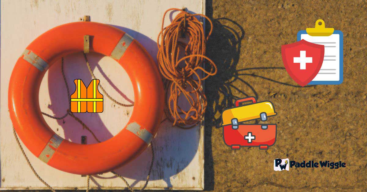 A lifebuoy emphasizing the importance of including safety consideration when planning a kayaking trip.