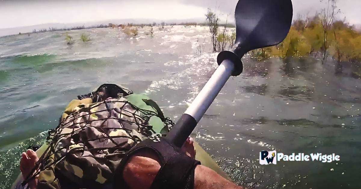 Water conditions affecting a kayak balance.
