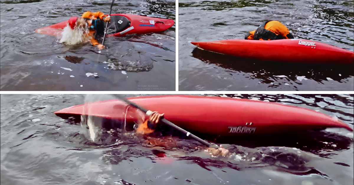 Explaining Self-Rescue methods for righting a flipped kayak.