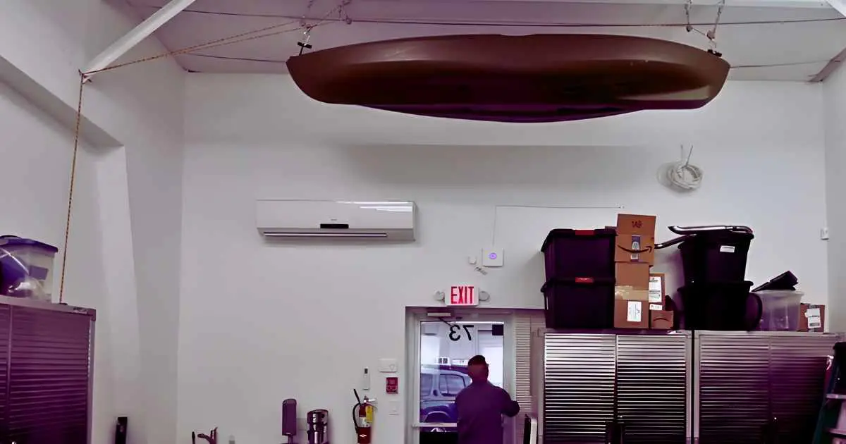 Hanging a kayak with ceiling